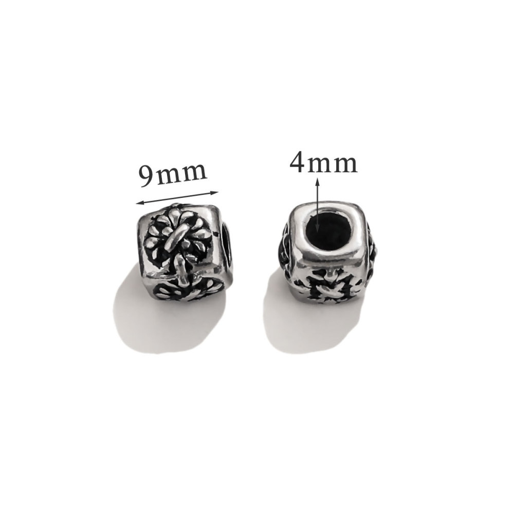 20 pcs/bag Stainless Steel Vintage Blackened Six-Character Mantra Beads DIY Accessories