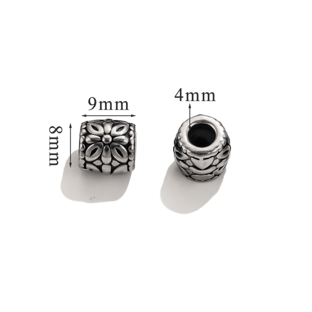 20 pcs/bag Stainless Steel Vintage Blackened Six-Character Mantra Beads DIY Accessories