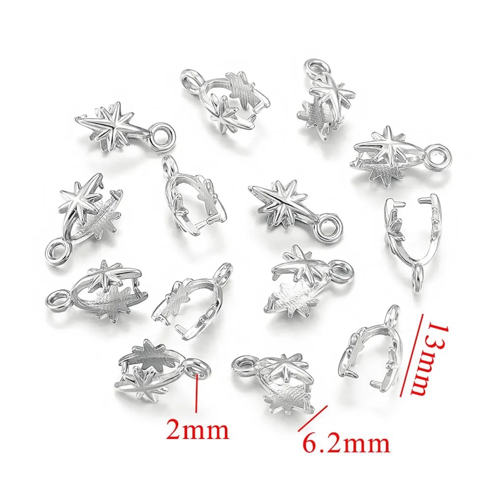20 pcs/bag Stainless Steel Cast Jade Pendant Clip Clasp Melon Seed Clasp DIY Accessories