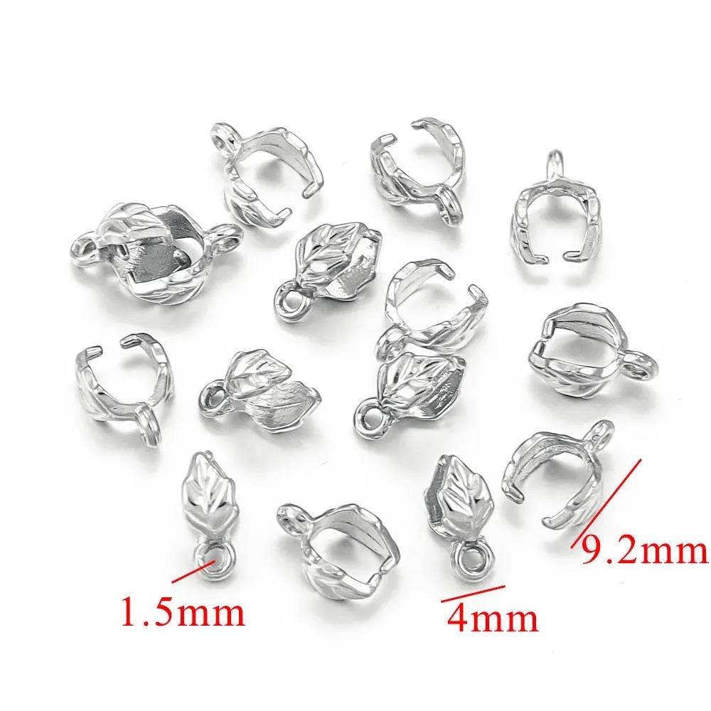 20 pcs/bag Stainless Steel Cast Jade Pendant Clip Clasp Melon Seed Clasp DIY Accessories
