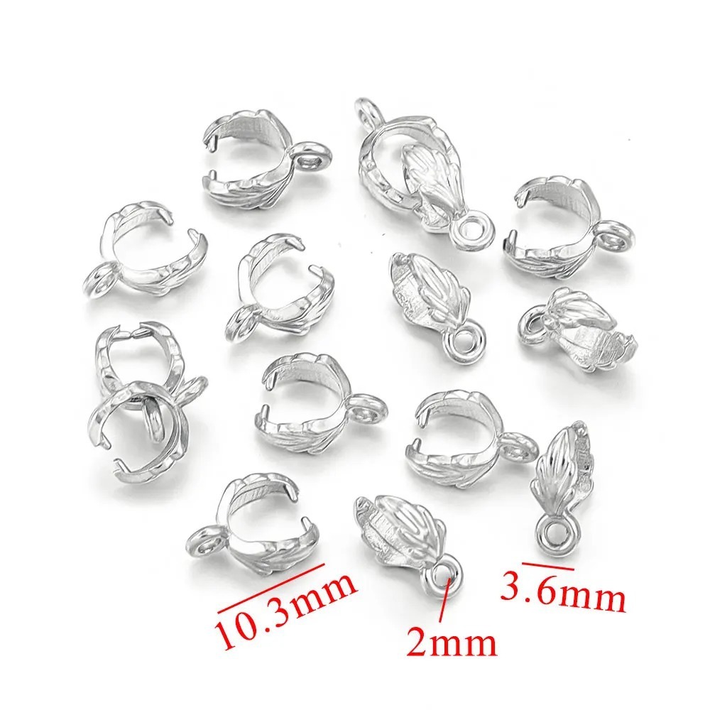 20 pcs/bag Stainless Steel Cast Jade Pendant Clip Clasp Melon Seed Clasp DIY Accessories