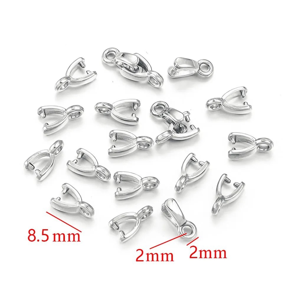 20 pcs/bag Stainless Steel Cast Jade Pendant Clip Clasp Melon Seed Clasp DIY Accessories