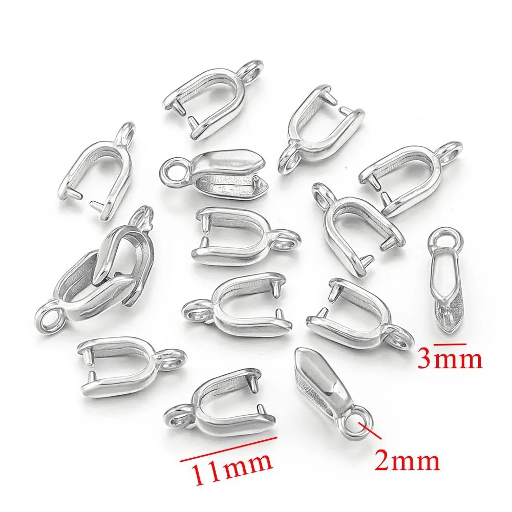 20 pcs/bag Stainless Steel Cast Jade Pendant Clip Clasp Melon Seed Clasp DIY Accessories