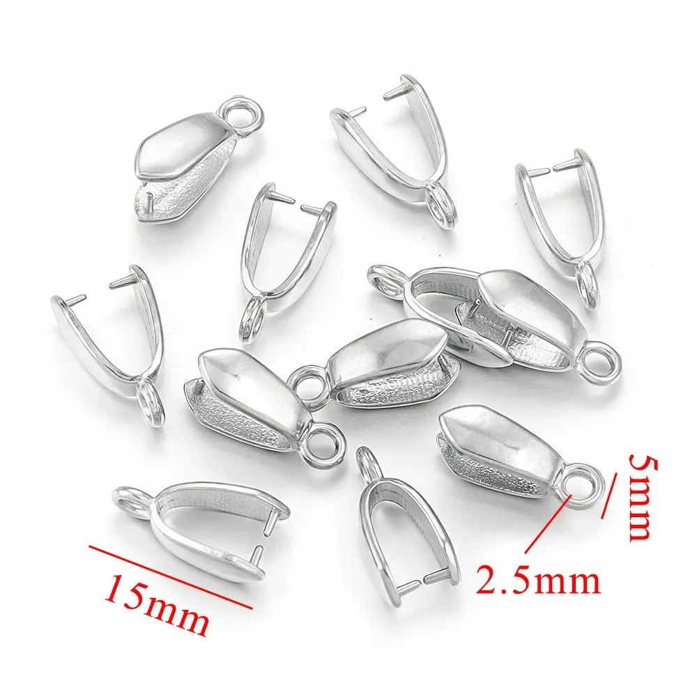 20 pcs/bag Stainless Steel Cast Jade Pendant Clip Clasp Melon Seed Clasp DIY Accessories