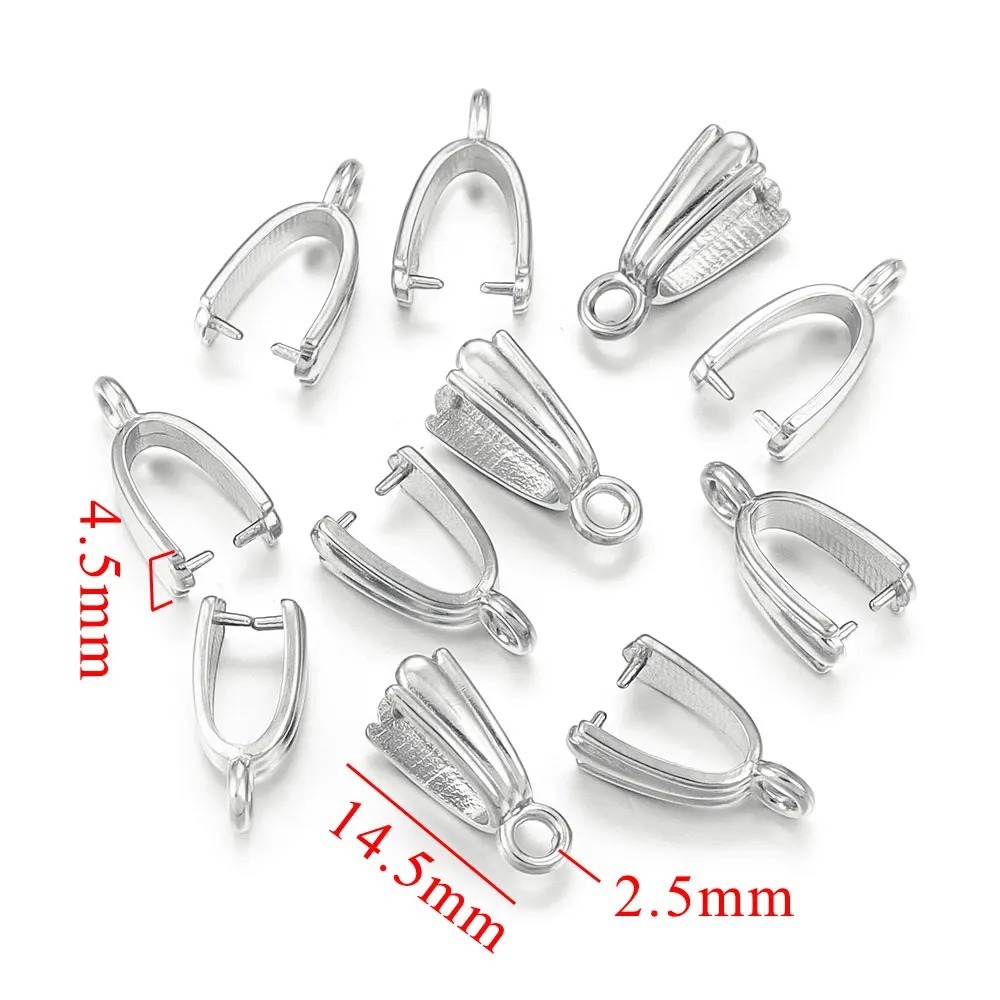 20 pcs/bag Stainless Steel Cast Jade Pendant Clip Clasp Melon Seed Clasp DIY Accessories