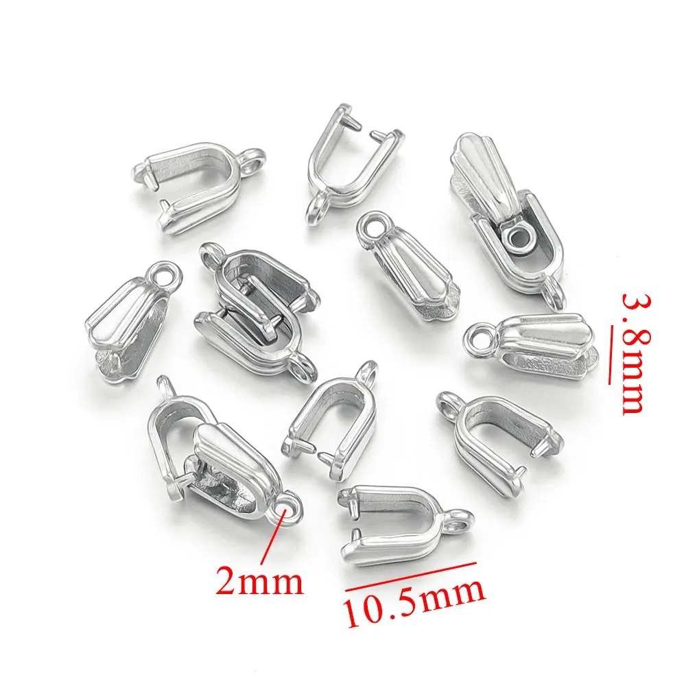 20 pcs/bag Stainless Steel Cast Jade Pendant Clip Clasp Melon Seed Clasp DIY Accessories