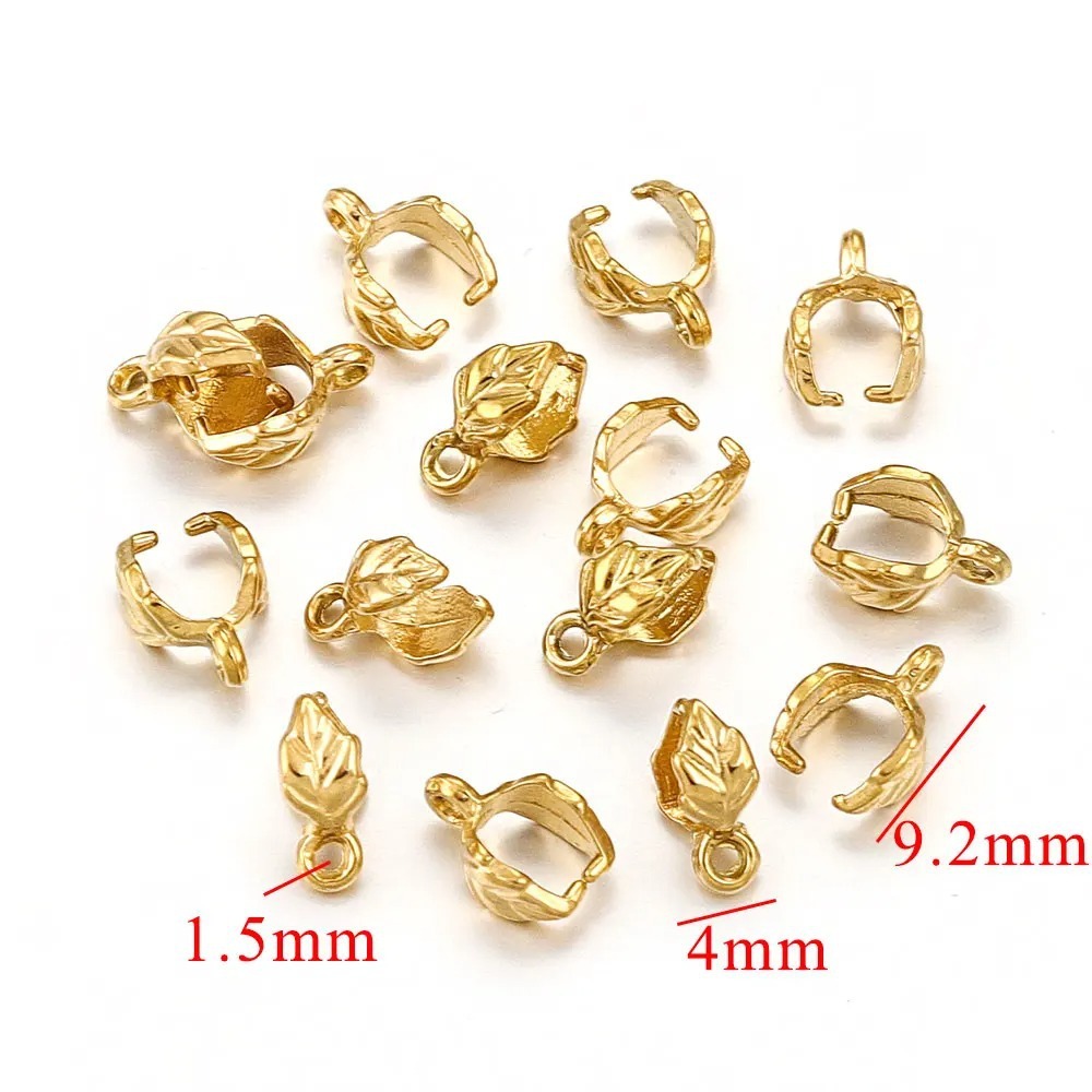 20 pcs/bag Stainless Steel Cast Jade Pendant Clip Clasp Melon Seed Clasp DIY Accessories