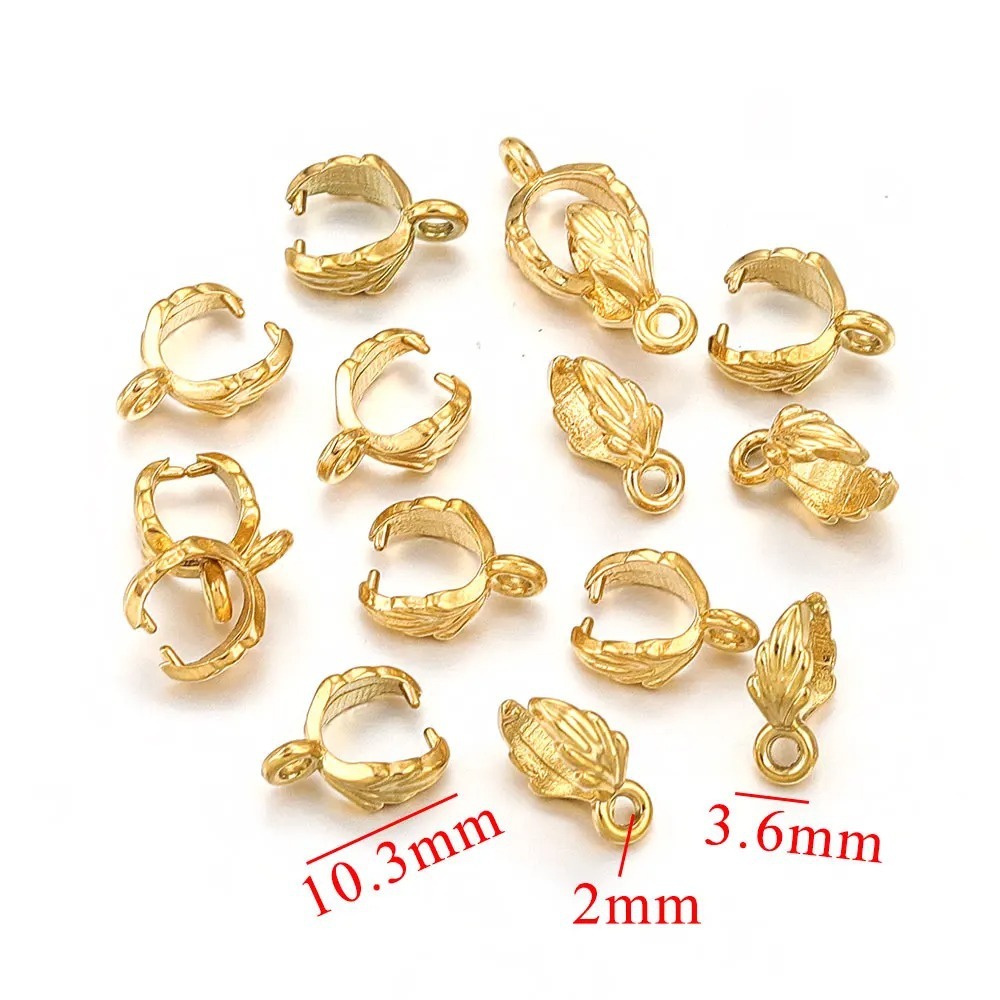 20 pcs/bag Stainless Steel Cast Jade Pendant Clip Clasp Melon Seed Clasp DIY Accessories