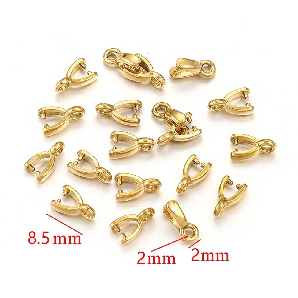 20 pcs/bag Stainless Steel Cast Jade Pendant Clip Clasp Melon Seed Clasp DIY Accessories