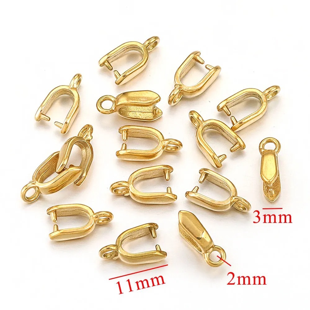 20 pcs/bag Stainless Steel Cast Jade Pendant Clip Clasp Melon Seed Clasp DIY Accessories