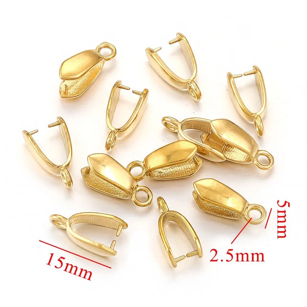 20 pcs/bag Stainless Steel Cast Jade Pendant Clip Clasp Melon Seed Clasp DIY Accessories