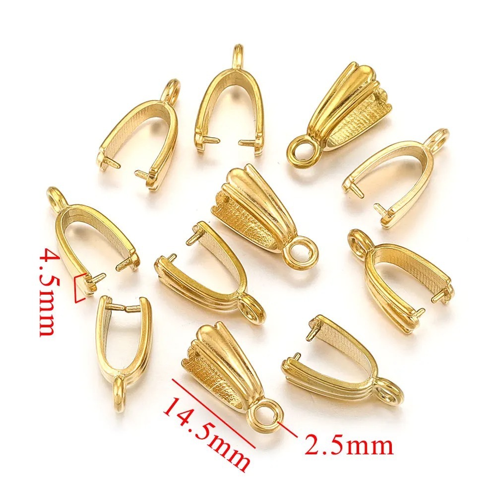20 pcs/bag Stainless Steel Cast Jade Pendant Clip Clasp Melon Seed Clasp DIY Accessories