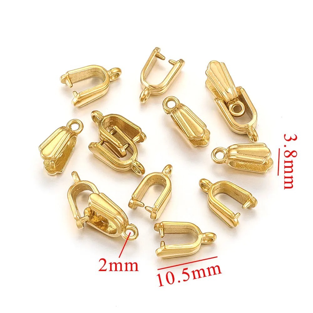 20 pcs/bag Stainless Steel Cast Jade Pendant Clip Clasp Melon Seed Clasp DIY Accessories