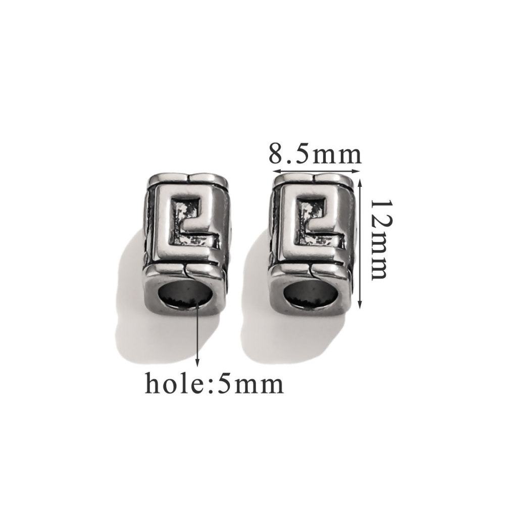 20 pcs/bag Stainless Steel Vintage Blackened Six-Character Mantra Beads DIY Accessories