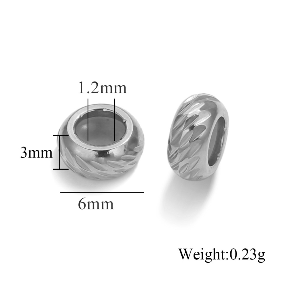 50 pcs/bag Stainless Steel Triple-Pattern Silicone Spacer Beads DIY Accessories