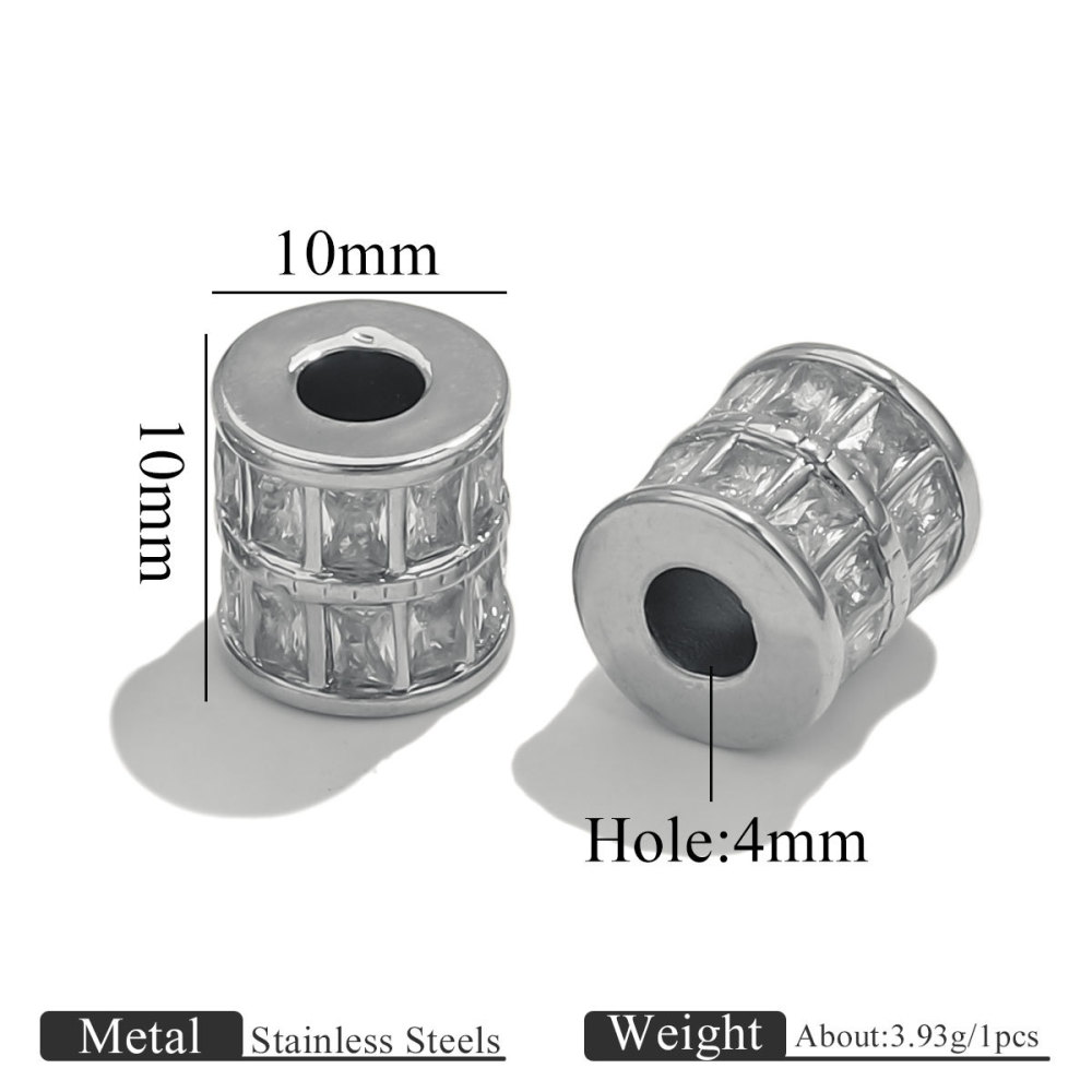 10 pcs/bag Stainless Steel Diamond Spacer Beads DIY Accessories