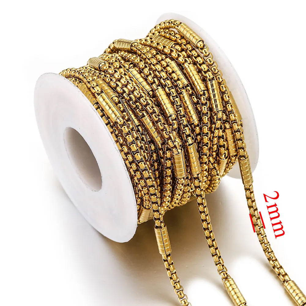10m/bag Stainless Steel Square Bead Press Clamp Horizontal Tube Chain DIY Accessory