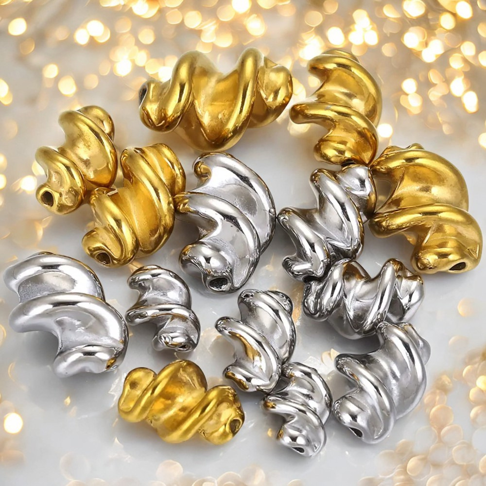 20 pcs/bag Stainless Steel Irregular Twisted Spacer Beads DIY Accessories