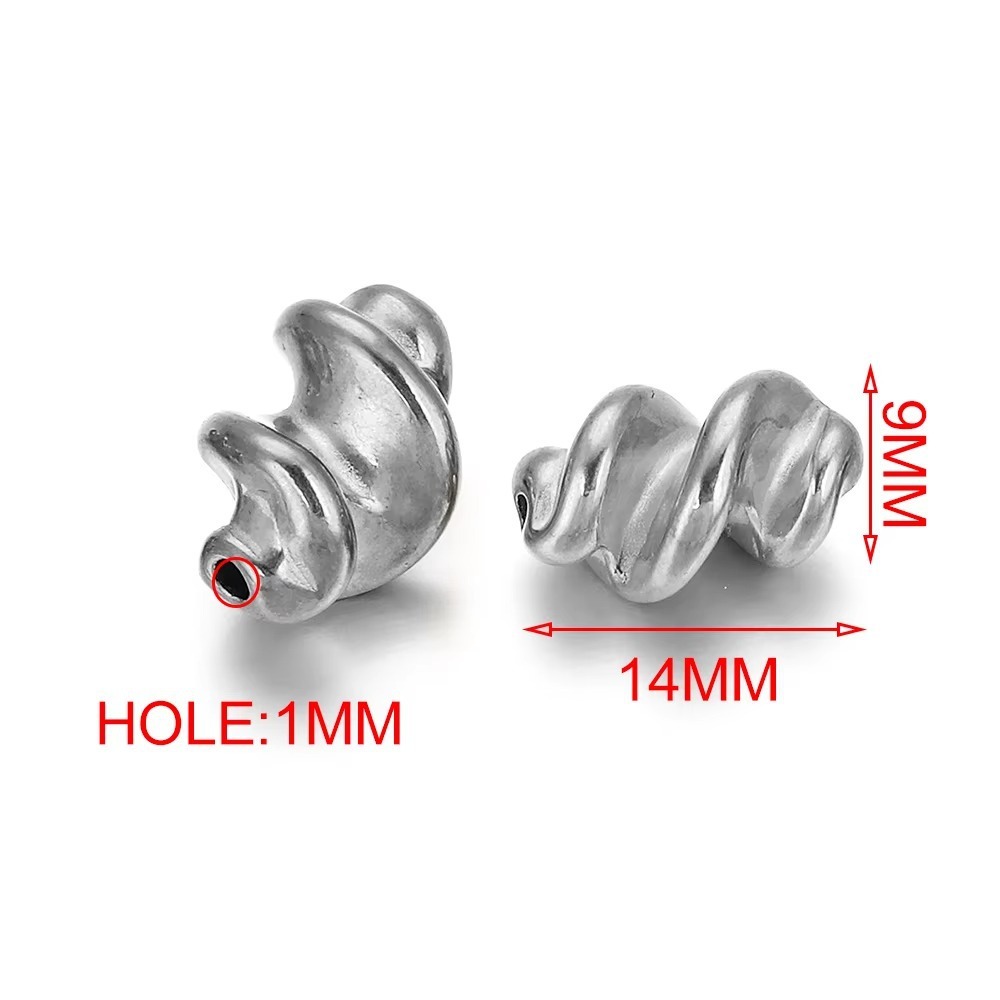 20 pcs/bag Stainless Steel Irregular Twisted Spacer Beads DIY Accessories