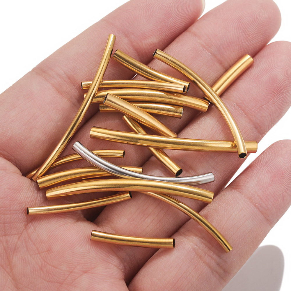 50 pcs/bag Stainless Steel Long Bracelet Bend Tube DIY Accessory