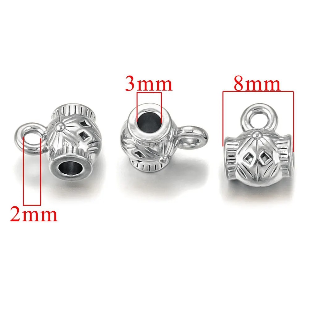 20 pcs/bag Stainless Steel Large Hole Beads with Hanging Holes DIY Accessories