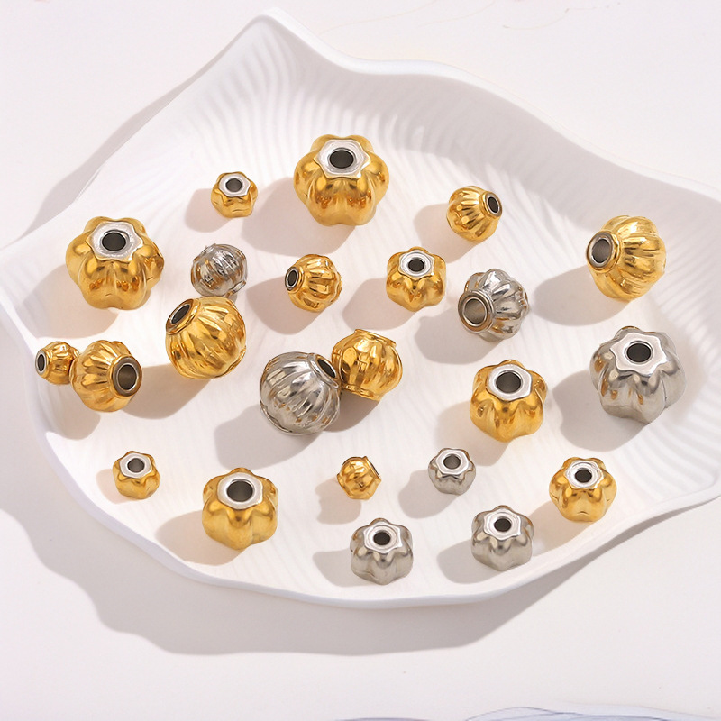 50 pcs/bag Stainless Steel Pumpkin and Lantern Hole Beads DIY Accessories