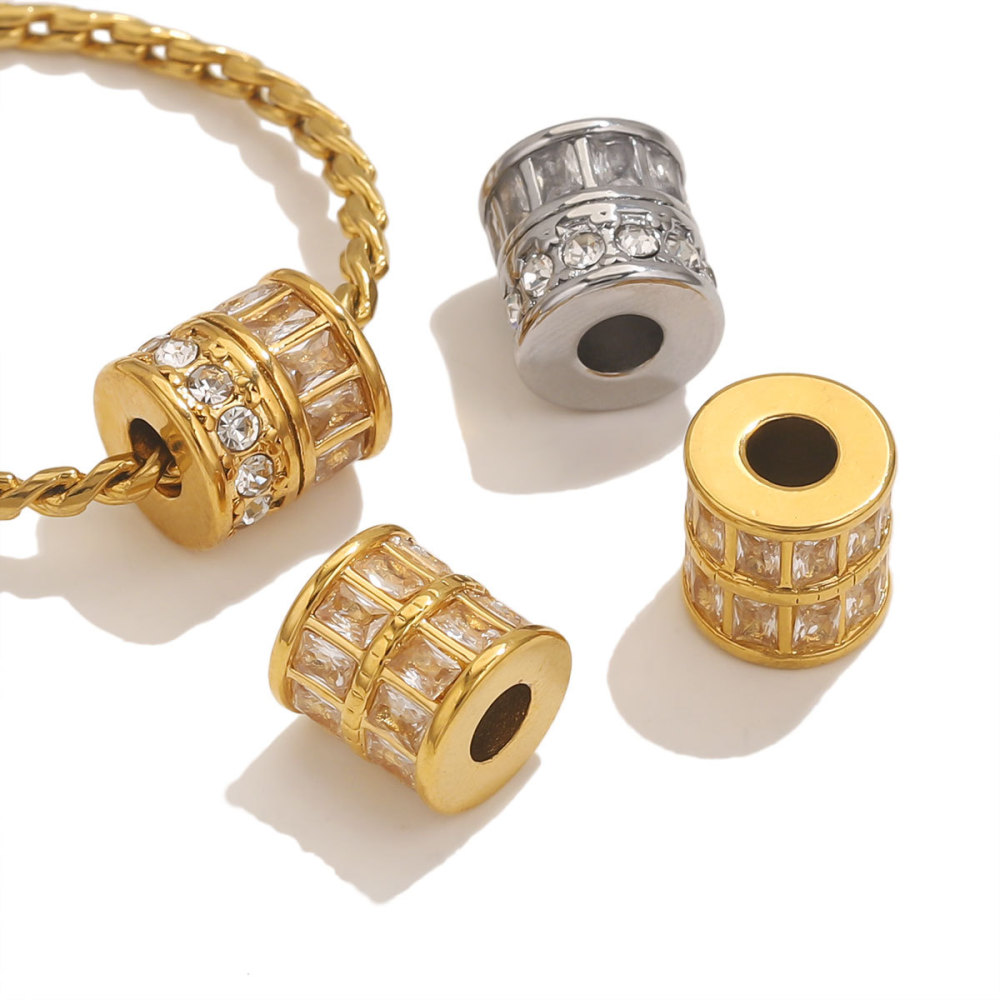 10 pcs/bag Stainless Steel Diamond Spacer Beads DIY Accessories