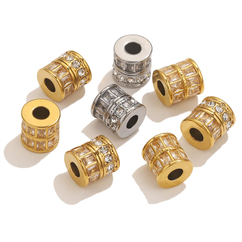 10 pcs/bag Stainless Steel Diamond Spacer Beads DIY Accessories