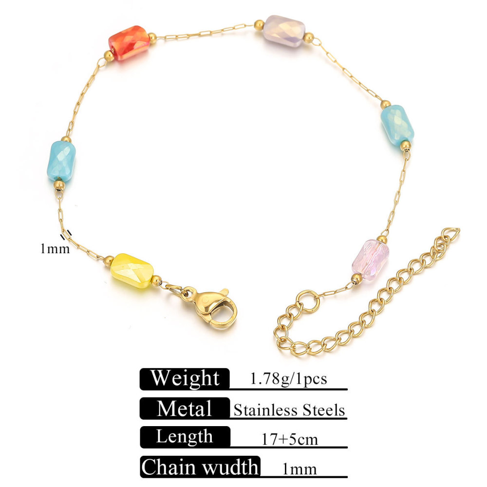 10 pcs/bag Stainless Steel + Stone Bracelet Necklace DIY Accessories
