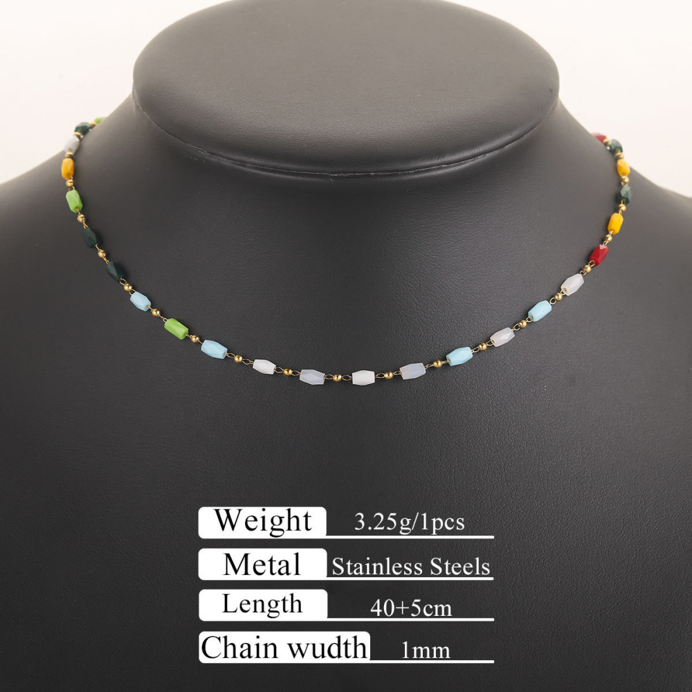 10 pcs/bag Stainless Steel + Stone Bracelet Necklace DIY Accessories