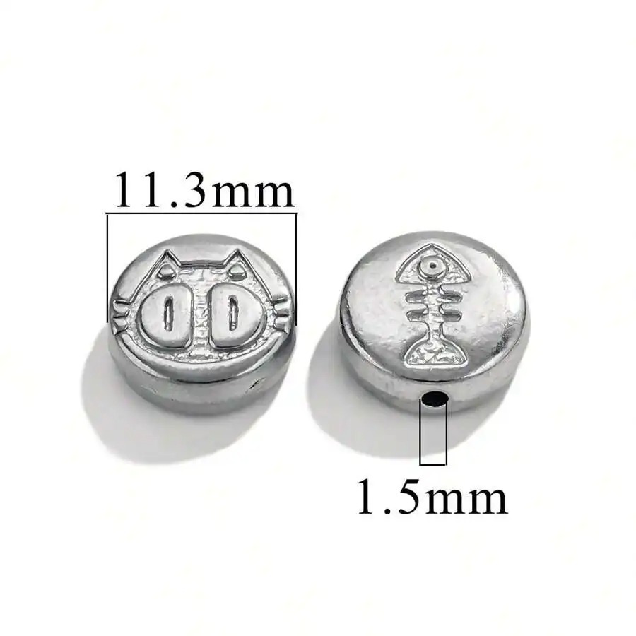 15 pcs/bag Stainless Steel Die-cast Large Hole Perforated Beads DIY Accessories