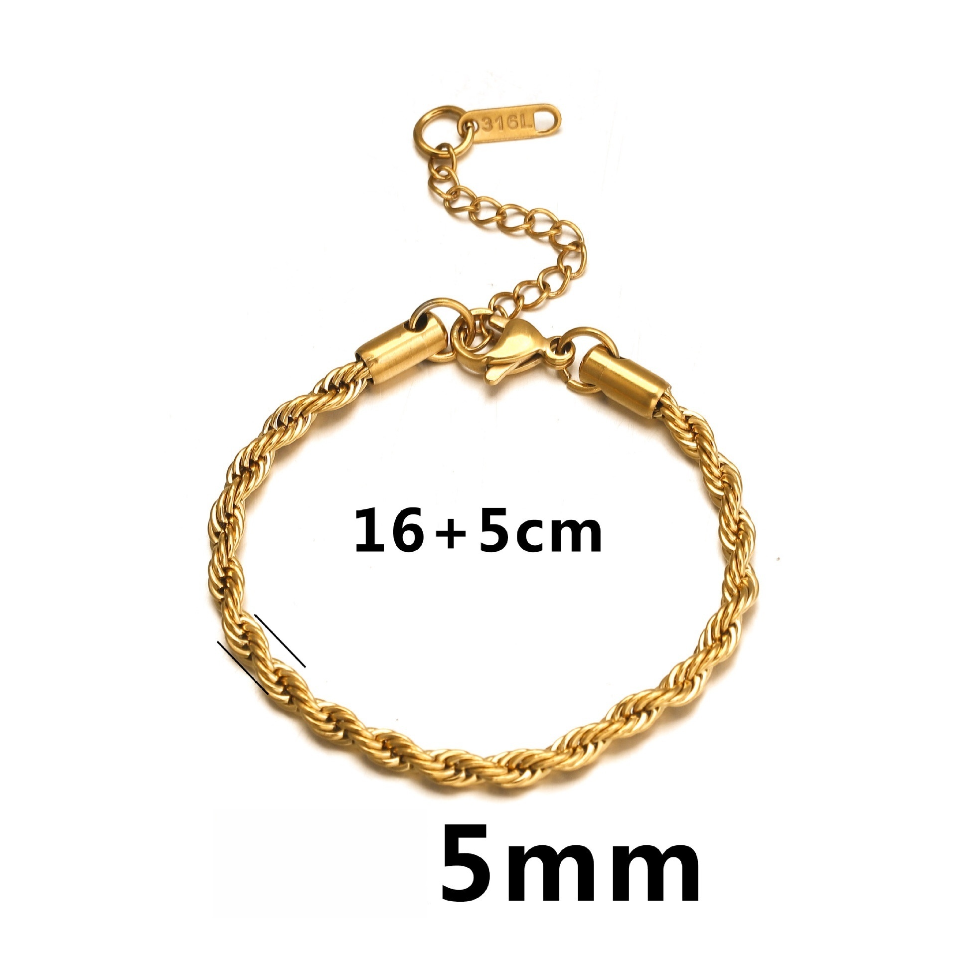 10 pcs/bag Stainless Steel 16cm + 5cm Twist Bracelet DIY Accessory