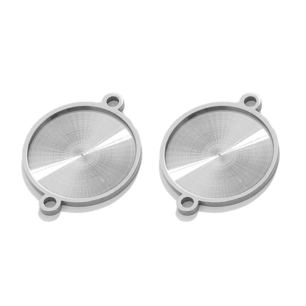 10 pcs/bag Stainless Steel Carved Double-Circle Gemstone Holder DIY Accessory