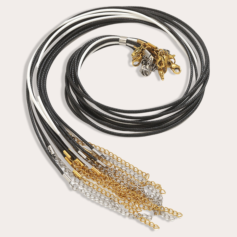 50 pcs/bag Stainless Steel Wax Cord Adjustable Necklace DIY Accessory