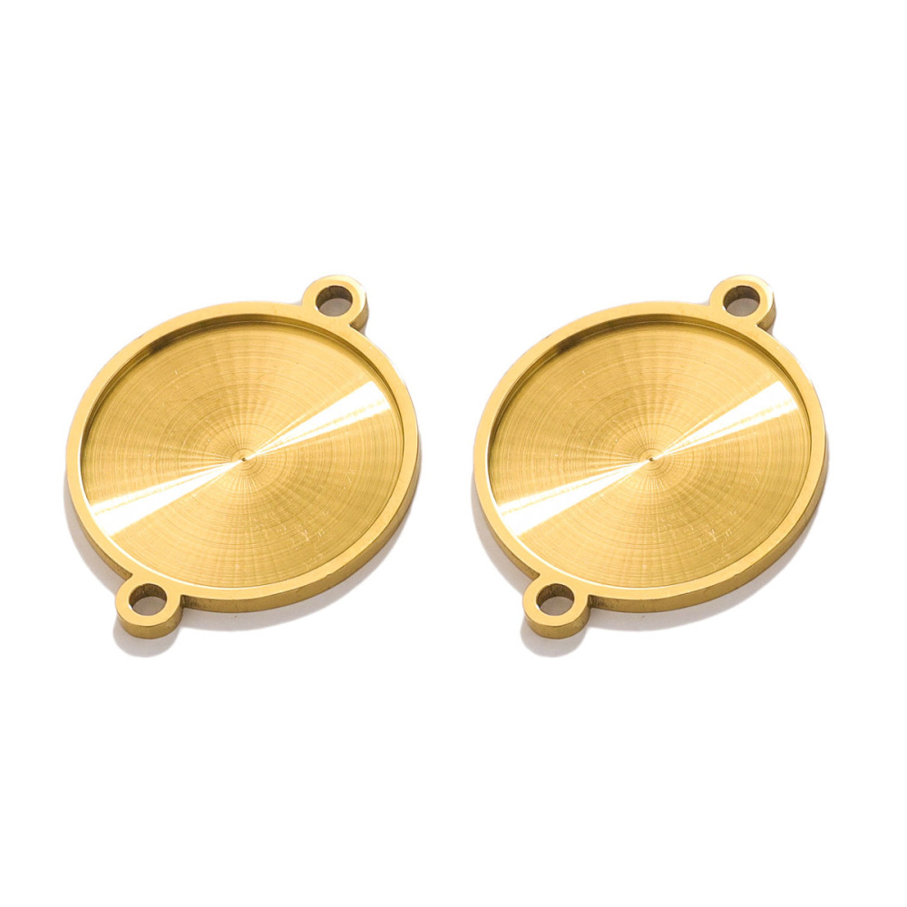 10 pcs/bag Stainless Steel Carved Double-Circle Gemstone Holder DIY Accessory