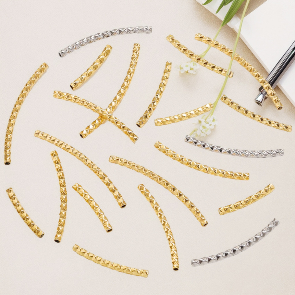 60 pcs/bag Stainless Steel Faceted Threaded Elbows DIY Accessories