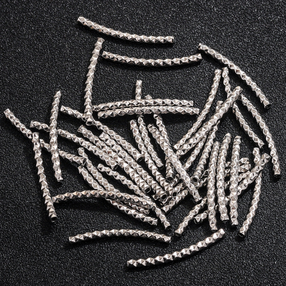 60 pcs/bag Stainless Steel Faceted Threaded Elbows DIY Accessories