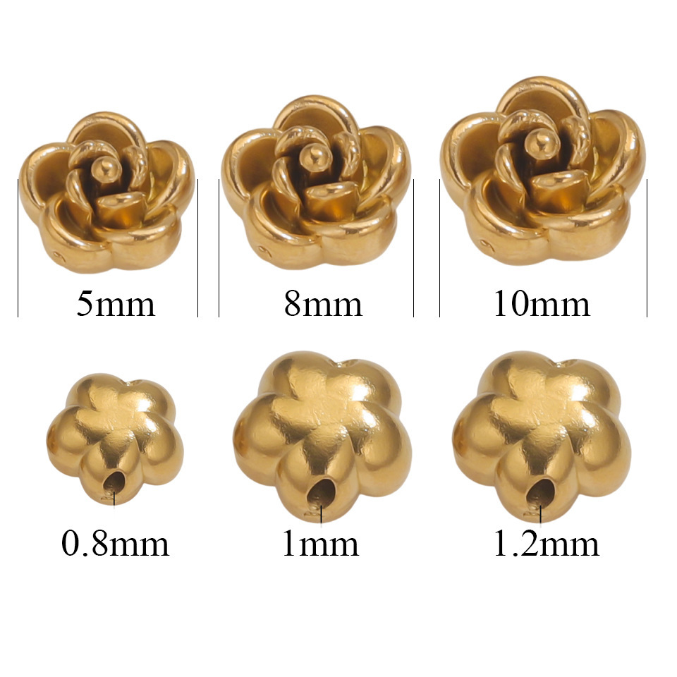 50 pcs/bag Stainless Steel Rose Beads DIY Accessories