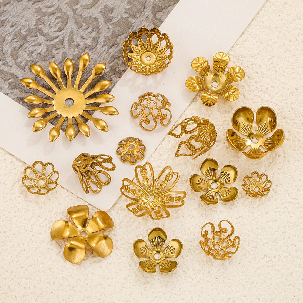 200 pcs/bag Stainless Steel Petal Bead Caps and Receptacle Beads DIY Accessories