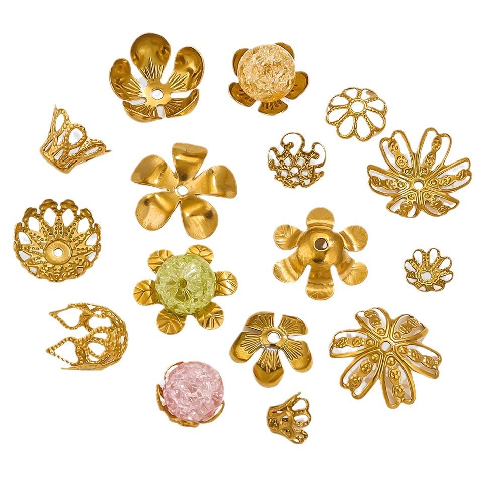 200 pcs/bag Stainless Steel Petal Bead Caps and Receptacle Beads DIY Accessories