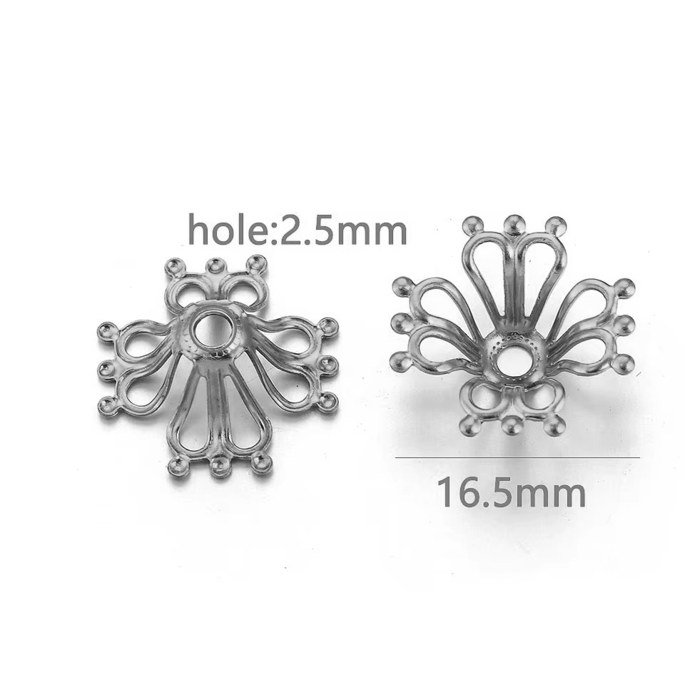 200 pcs/bag Stainless Steel Petal Bead Caps and Receptacle Beads DIY Accessories