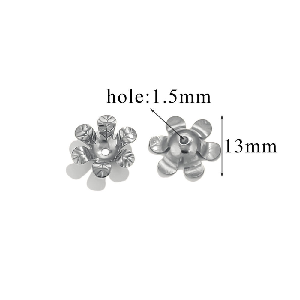 200 pcs/bag Stainless Steel Petal Bead Caps and Receptacle Beads DIY Accessories