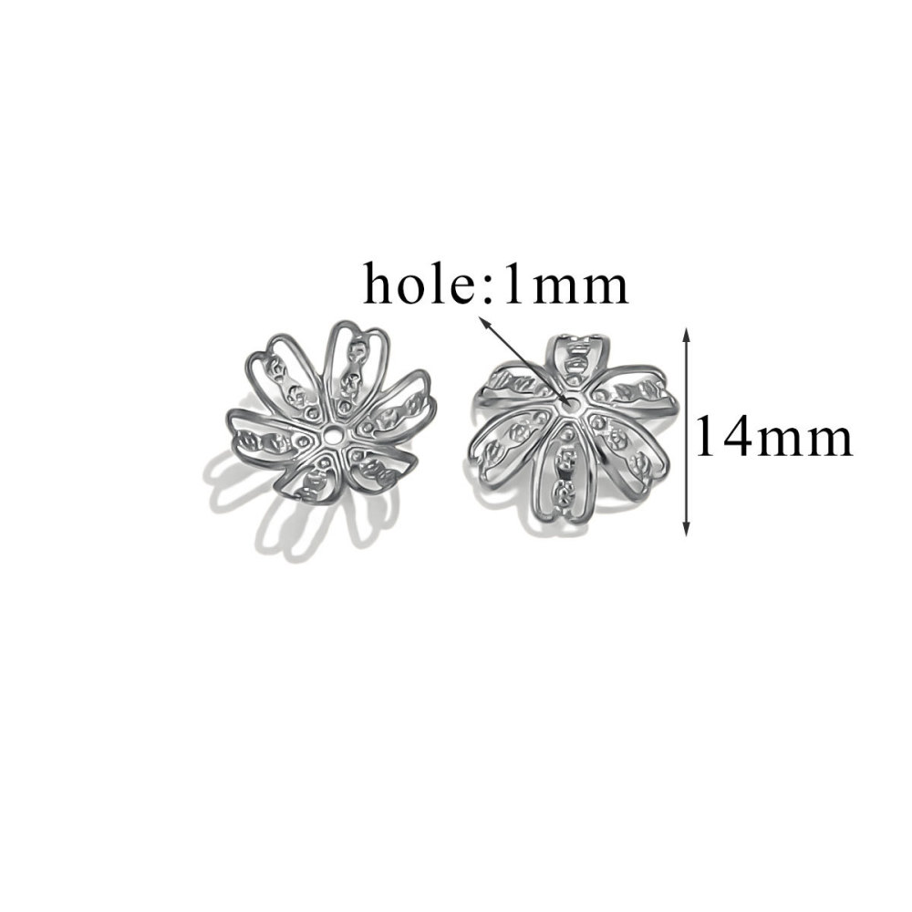 200 pcs/bag Stainless Steel Petal Bead Caps and Receptacle Beads DIY Accessories