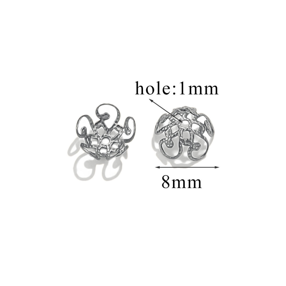 200 pcs/bag Stainless Steel Petal Bead Caps and Receptacle Beads DIY Accessories