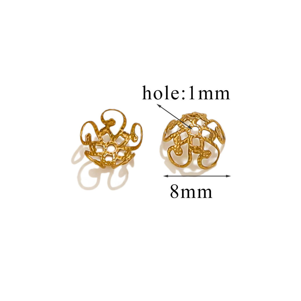 200 pcs/bag Stainless Steel Petal Bead Caps and Receptacle Beads DIY Accessories