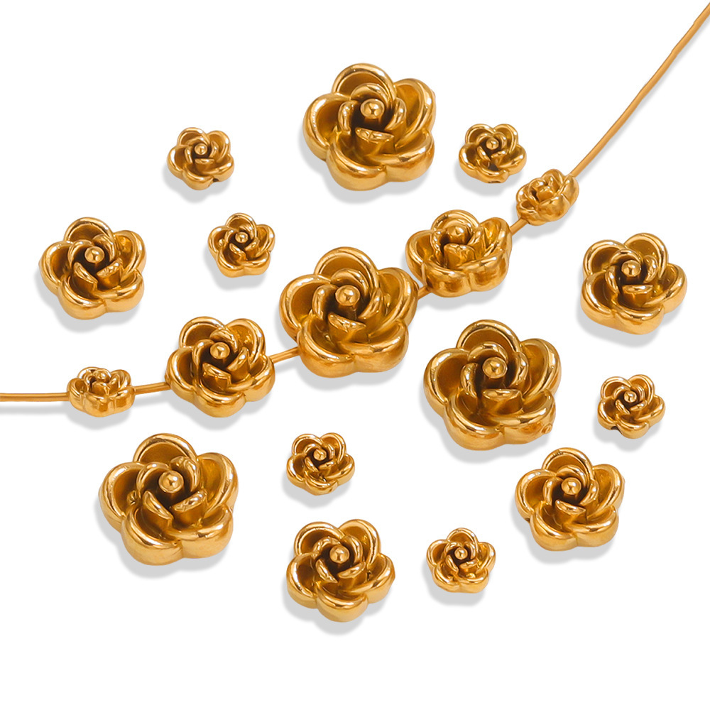 50 pcs/bag Stainless Steel Rose Beads DIY Accessories