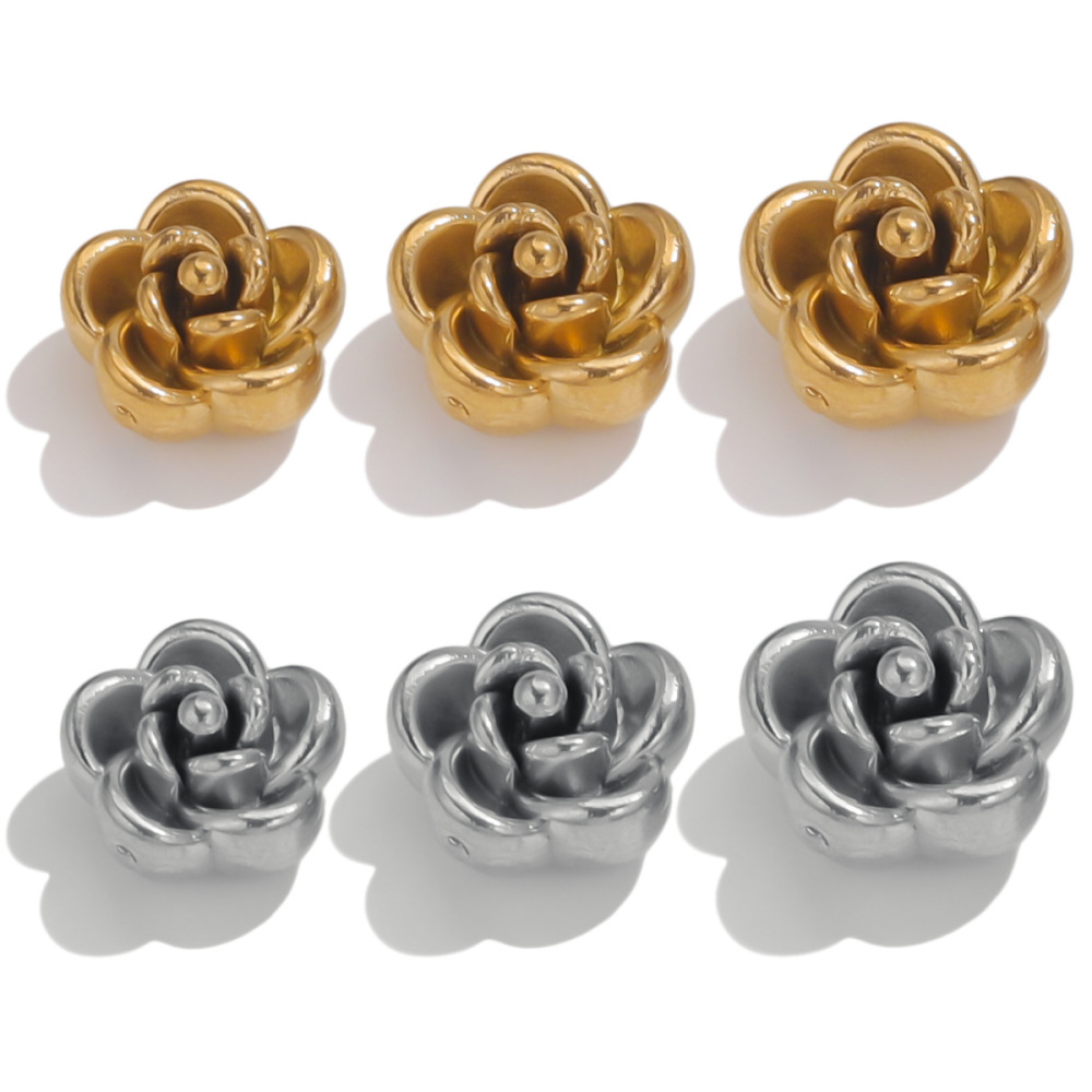 50 pcs/bag Stainless Steel Rose Beads DIY Accessories