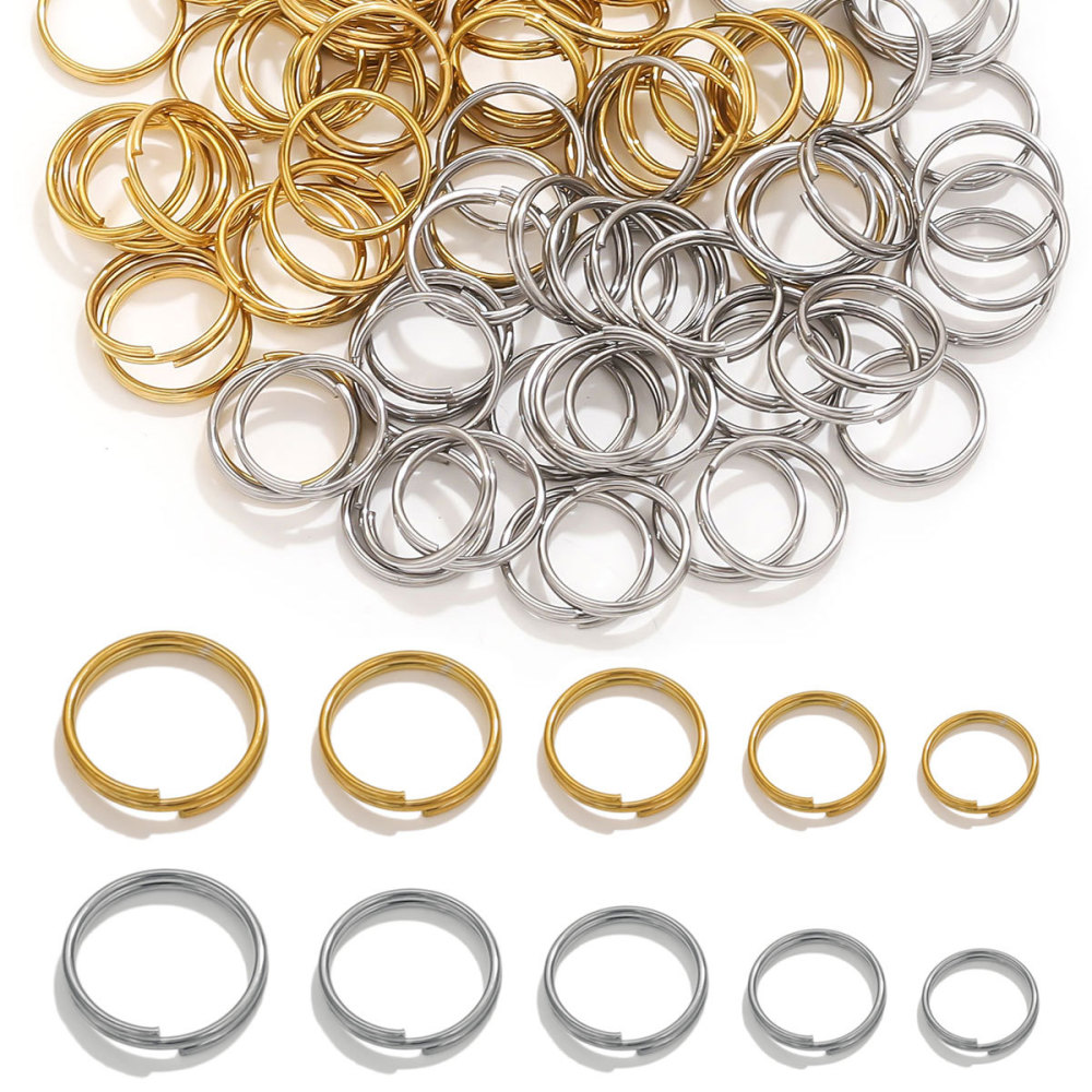 1000 pcs/bag Stainless Steel Mini Keychain Double-Layer DIY Accessory