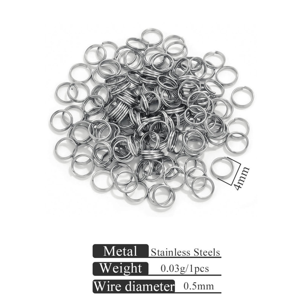 1000 pcs/bag Stainless Steel Mini Keychain Double-Layer DIY Accessory