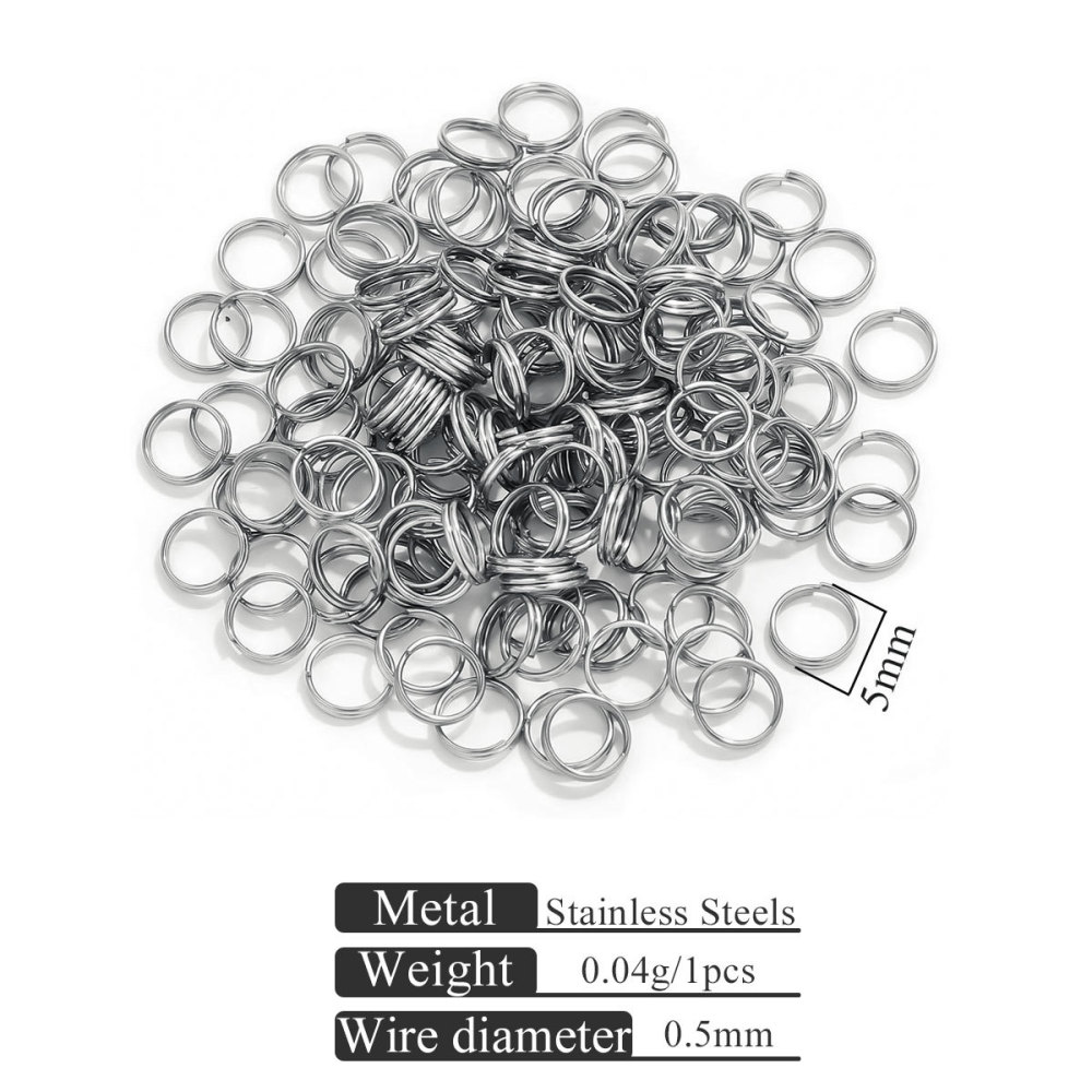 1000 pcs/bag Stainless Steel Mini Keychain Double-Layer DIY Accessory